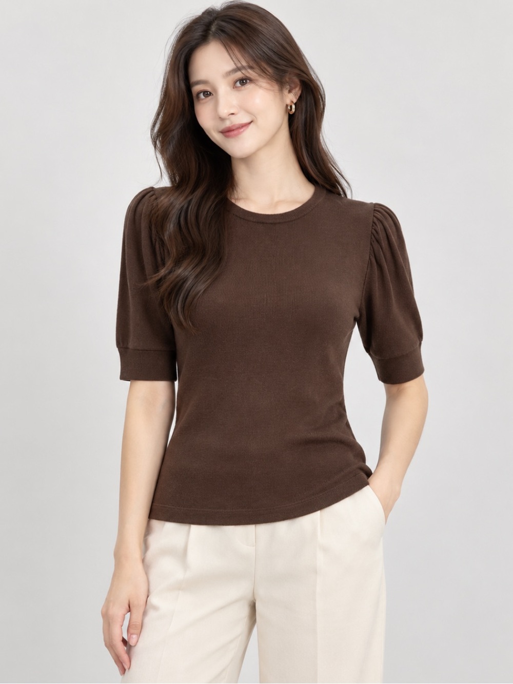 J. Crew Crewneck Short Sleeve Knit Sweater Business Casual Chocolate Brown XS
